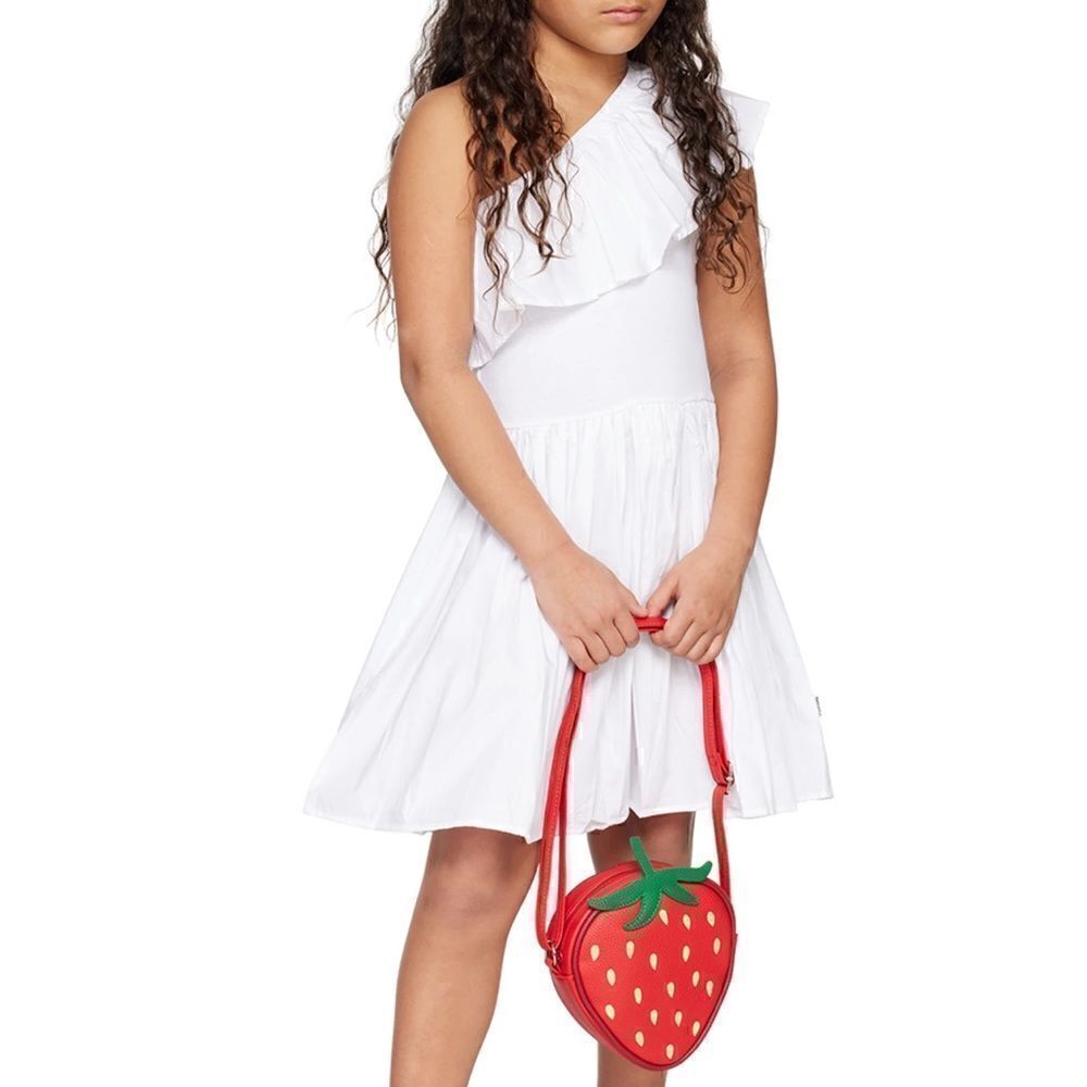 Molo NWT Choley Girls White One Shoulder Ruffled Dress. Organic Cotton. Size 14. - Picture 2 of 11